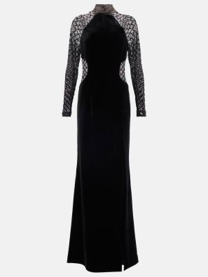 Sametové dlouhé šaty Rebecca Vallance černé