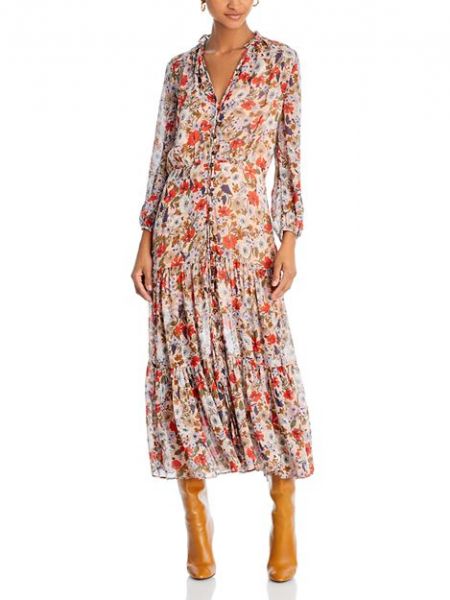 Платье миди с цветочным принтом Zovich Veronica Beard, Multi