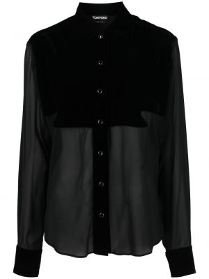 Копринена риза с копчета Tom Ford черно