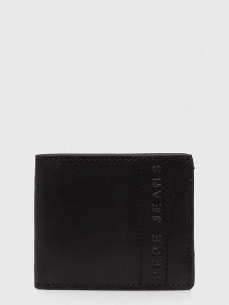 Шкіряний гаманець Pepe Jeans чорний