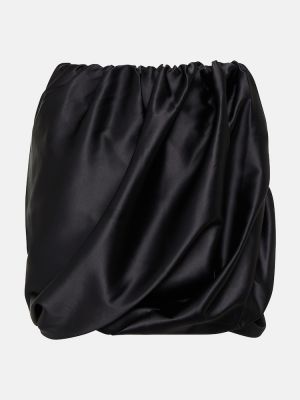 Satenska mini suknja Ganni crna
