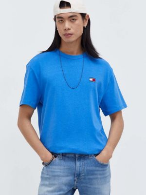 Тениска с дълъг ръкав с апликация Tommy Jeans синьо