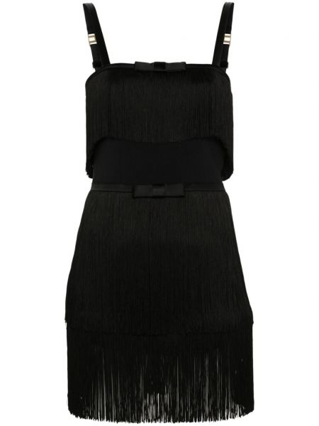 Mini šaty s třásněmi Elisabetta Franchi černé