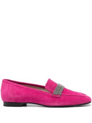 Pantofi loafer din piele de căprioară slip-on Fabiana Filippi roz