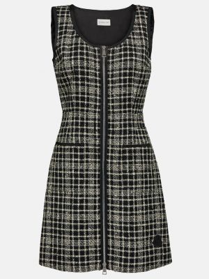 Твидовое клетчатое платье-карандаш Moncler черное