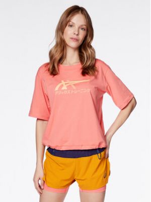 Tigrované voľné priliehavé tričko Asics ružová