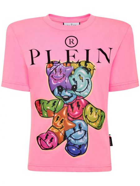 Тениска с кръгло деколте Philipp Plein розово