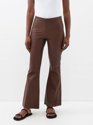Кожаные брюки с высокой талией By Malene Birger коричневые