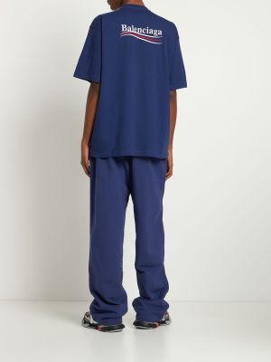 Памучна тениска от джърси Balenciaga синьо