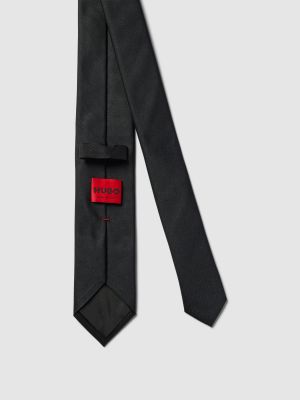 Jedwabny krawat w paski Hugo czarny