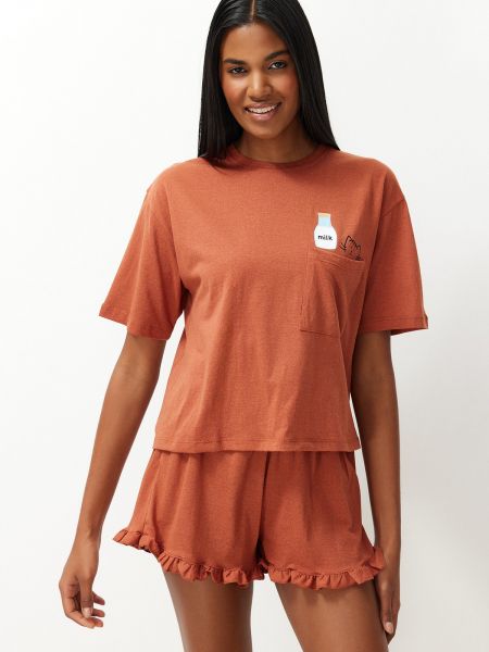 Πλεκτή βαμβακερή μπλούζα με σχέδιο Trendyol