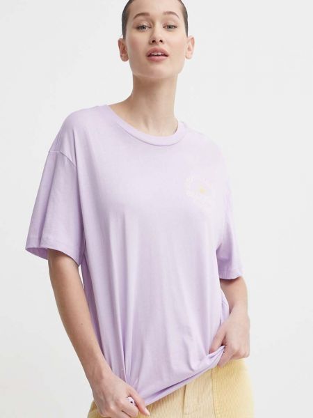 Koszulka bawełniana Billabong fioletowa