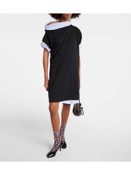Pamučna midi haljina od jersey Dries Van Noten crna