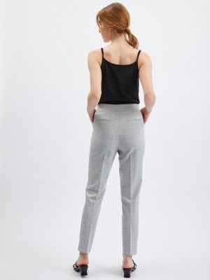 Kostkované rovné kalhoty Orsay šedé