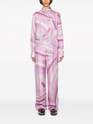 Pantalon en soie à imprimé à motifs abstraits Pucci violet