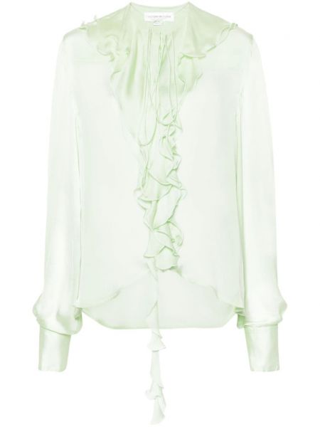 Прозрачна риза с волани Victoria Beckham зелено