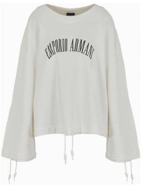 Langes sweatshirt aus baumwoll mit print Emporio Armani weiß