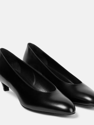 Кожени полуотворени обувки The Row черно