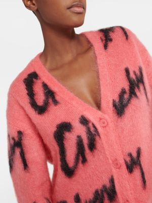 Mohérový vlněný kardigan Givenchy růžový