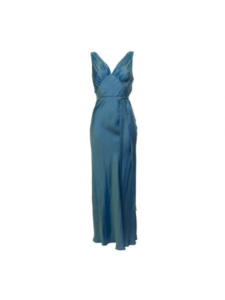 Sukienka długa bez rękawów z głębokim dekoltem Aspesi niebieska