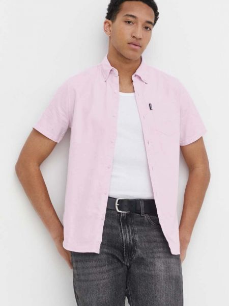 Хлопковая рубашка Superdry розовая