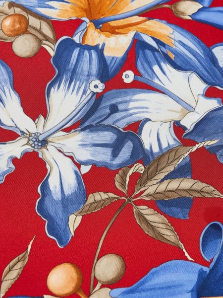 Mustriline lilleline siidist sall Ferragamo punane