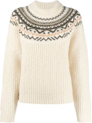 Długi sweter wełniane z długim rękawem z okrągłym dekoltem Isabel Marant Etoile - khaki