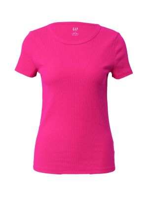 Jednofarebné bavlnené priliehavé tričko Gap - ružová