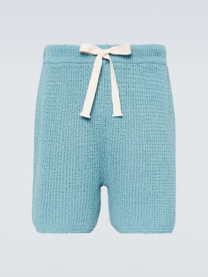 Pantalones cortos de algodón calados Commas azul
