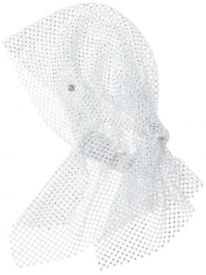 Мрежеста шапка с качулка с кристали Maison Michel бяло