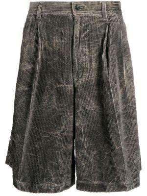 Pantaloni scurți cargo de catifea cord cu croială lejeră plisate Comme Des Garçons Shirt gri