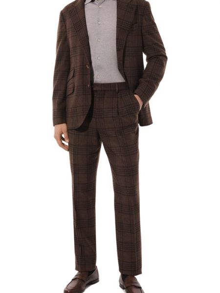 Шелковый шерстяной костюм Brunello Cucinelli коричневый