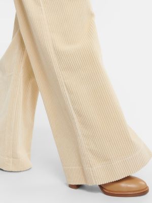 Pantaloni cu talie înaltă de catifea cord din bumbac Etro alb