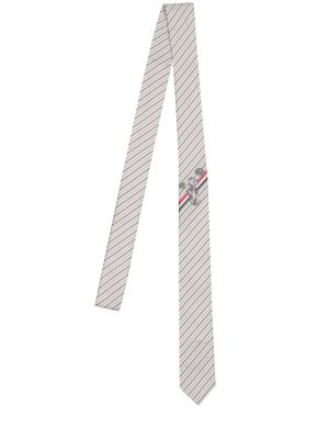 Žakárová hedvábná kravata Thom Browne šedá