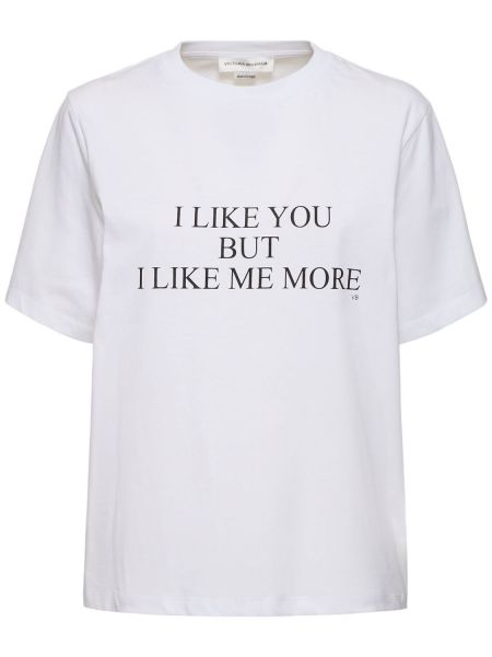 T-shirt i bomull Victoria Beckham vit