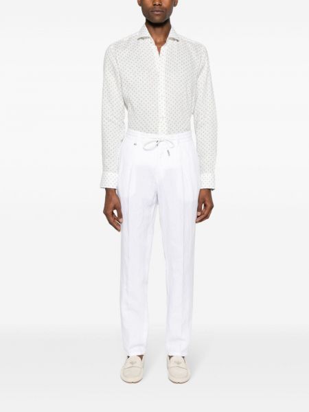 Taškuota lininė marškiniai Boss balta