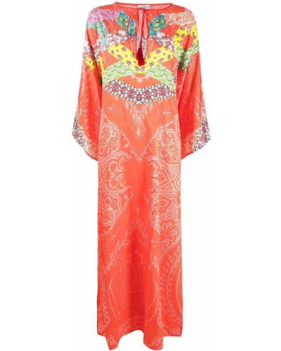 Paisley trykt bomull dress Etro oransje