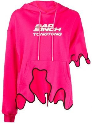 Hoodie di cotone con stampa Bad Binch Tong Tong rosa