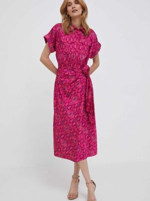 Midi šaty Lauren Ralph Lauren růžové