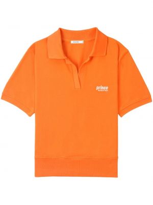 Bombažna polo majica z vezenjem Sporty & Rich oranžna