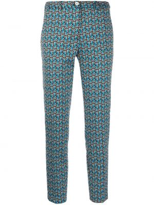 Slim fit hlače s cvetličnim vzorcem s potiskom Seventy modra