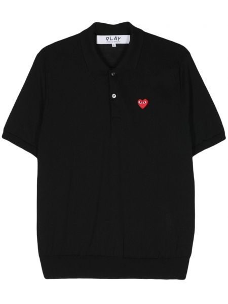 Volnena polo majica z vzorcem srca Comme Des Garçons Play črna