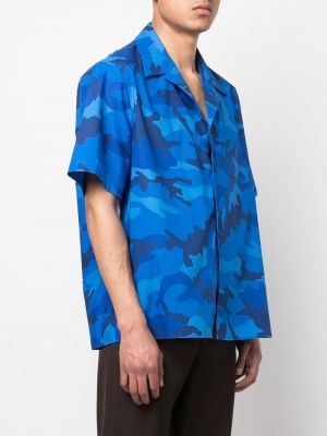 Koszula z nadrukiem w kamuflażu Valentino niebieska