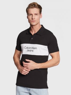 Polo majica Calvin Klein Jeans črna