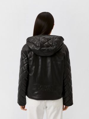 Утепленная кожаная куртка Armani Exchange черная