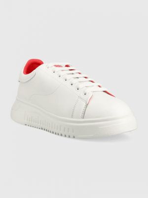 Sneakersy skórzane Emporio Armani białe