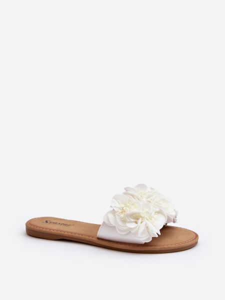 Домашни пантофи на цветя Kesi бяло