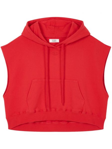 Pamučna hoodie s kapuljačom bez rukava Studio Tomboy crvena