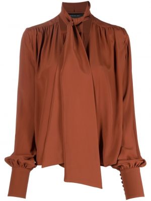 Плисирана блуза с панделка Federica Tosi кафяво