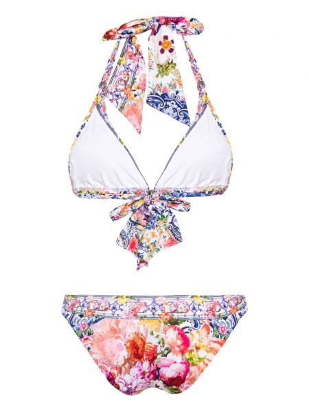 Bikini w kwiatki z nadrukiem Camilla biały